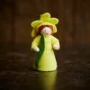 Fairies Toys Handmade Wool Fairy With Flower Headdress - Daffodil - White