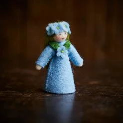 Fairies Handmade Wool Fairy With Flower Headdress - Forget Me Not - White
