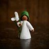 Fairies Toys Handmade Wool Fairy Holding Flower - Snowdrop - Brown