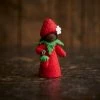 Fairies Toys Handmade Wool Fairy With Flower Headdress - Strawberry - Black