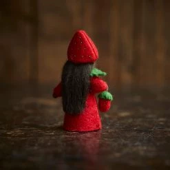 Fairies Toys Handmade Wool Fairy With Flower Headdress - Strawberry - Black