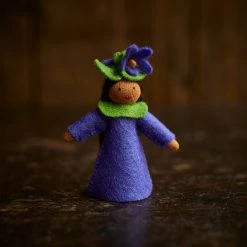 Fairies Handmade Wool Fairy With Flower Headdress - Violet - Brown Toys