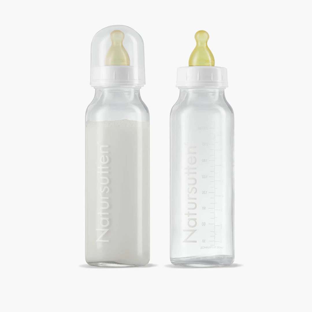 Natursutten Glass And Natural Rubber Baby Bottle 240ml - 2 Pack 5 Natursutten Glass And Natural Rubber Baby Bottle 240ml - 2 Pack