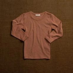 SISKIN Kids Wool Merino Wool/Silk Pointelle Long Sleeve Top - Rosewood