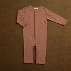 SISKIN Merino Wool/Silk Pointelle Pyjamas/ Romper - Rosewood Baby Wool