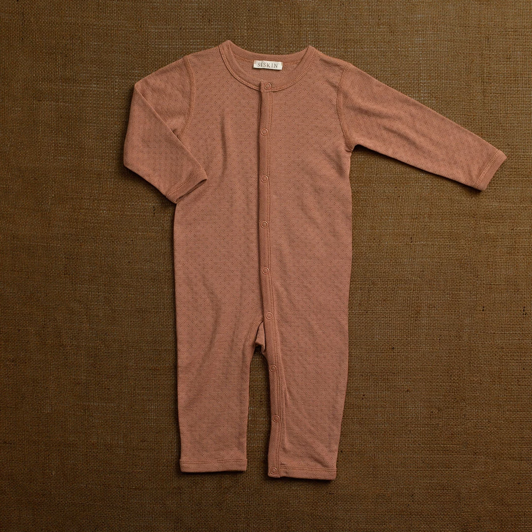 SISKIN Merino Wool/Silk Pointelle Pyjamas/ Romper - Rosewood Baby Wool 4 SISKIN Merino Wool/Silk Pointelle Pyjamas/ Romper - Rosewood Baby Wool