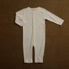 SISKIN Baby Wool Merino Wool/Silk Pointelle Pyjamas/ Romper - Pearl