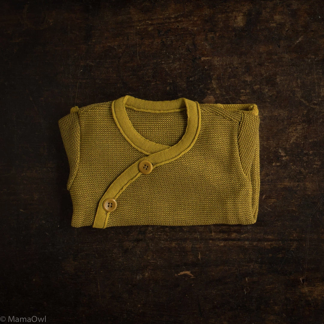 Disana Tops & Sweaters Organic Merino Wool Baby Cardigan - Curry/Gold 4 Disana Tops & Sweaters Organic Merino Wool Baby Cardigan - Curry/Gold