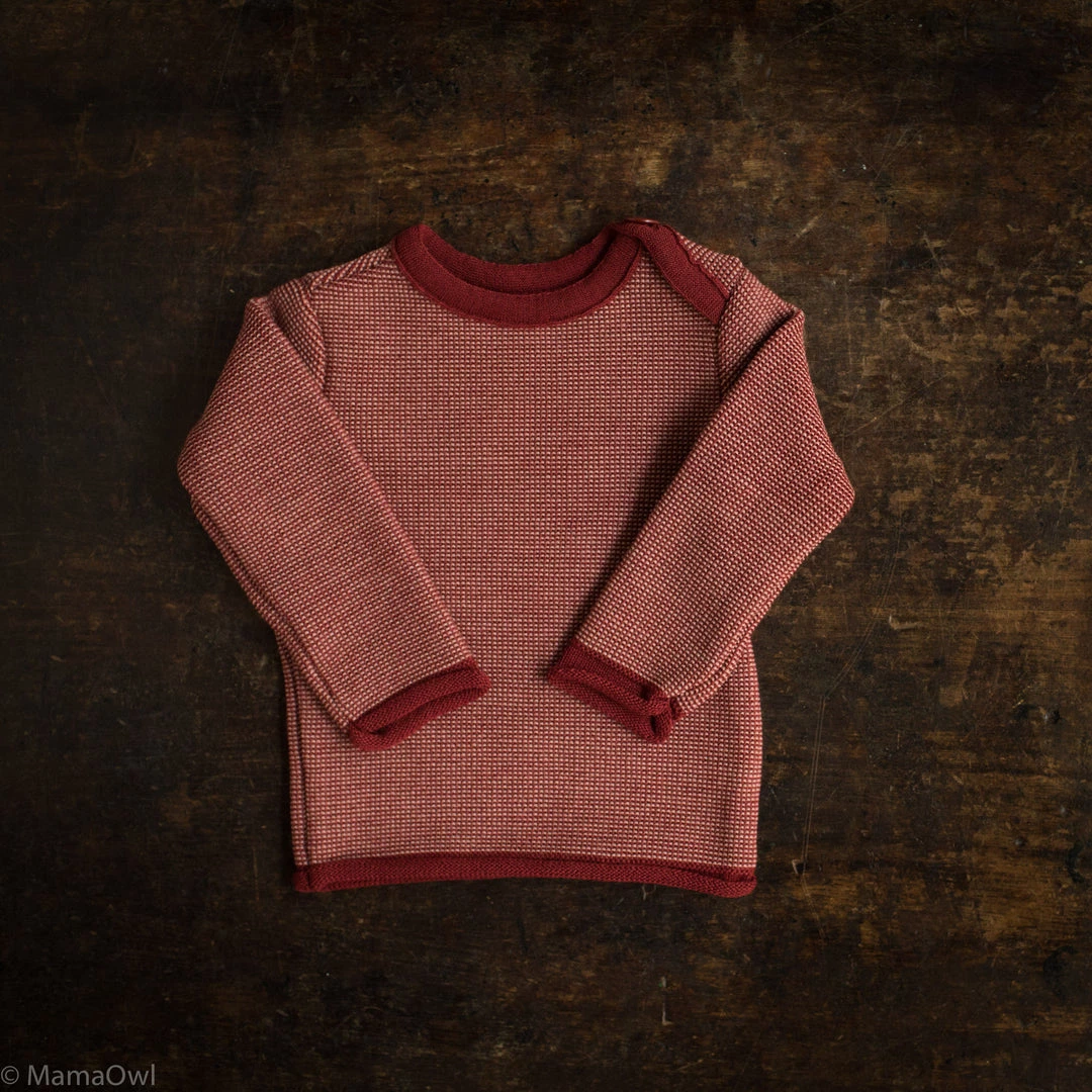 Disana Organic Merino Wool Baby Jumper - Bordeaux/Rose 3 Disana Organic Merino Wool Baby Jumper - Bordeaux/Rose