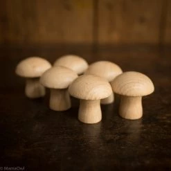 Grapat Toys Wooden Natural Mushrooms - 6 Pieces