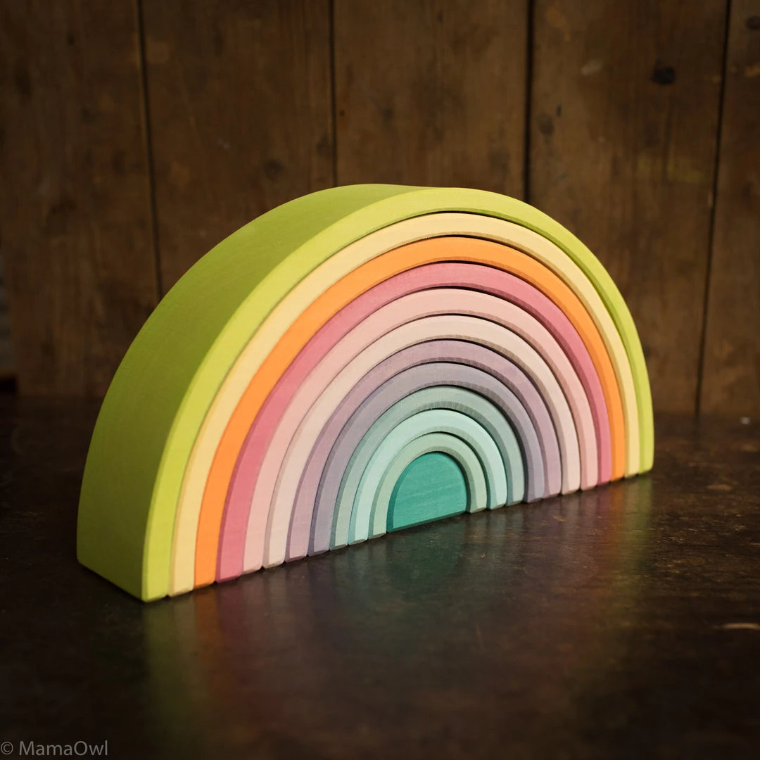 Grimms 12 Piece Wooden Rainbow - Pastel 3 Grimms 12 Piece Wooden Rainbow - Pastel