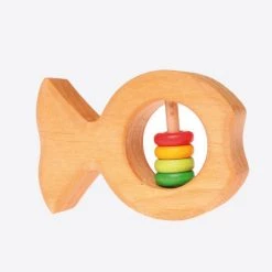 Grimms Wooden Rainbow Rattle Fish