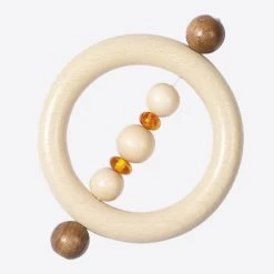HEIMESS Round Amber And Wood Touch Ring Baby Gifts