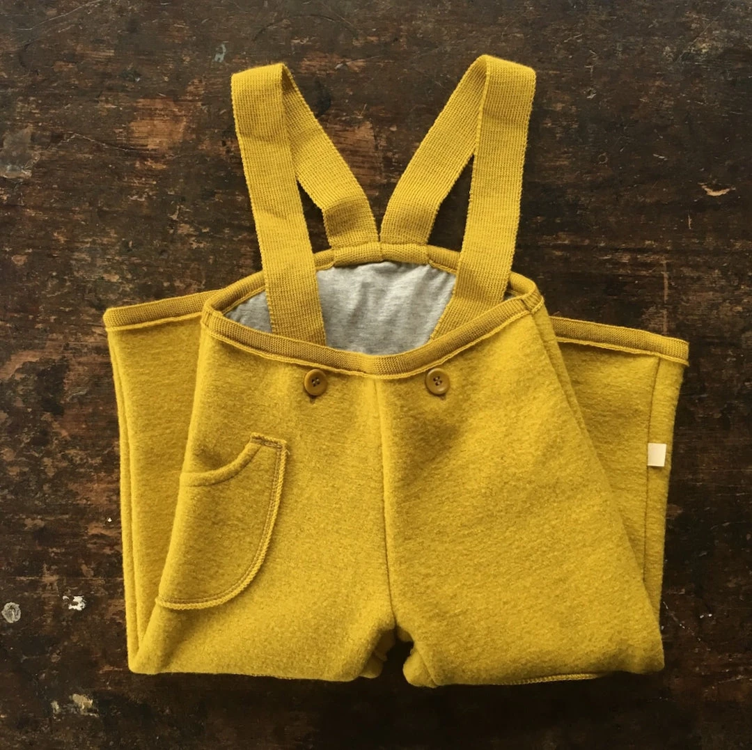 Disana Baby Wool Exclusive Organic Boiled Merino Wool Pocket Dungarees - Curry 3 Disana Baby Wool Exclusive Organic Boiled Merino Wool Pocket Dungarees - Curry
