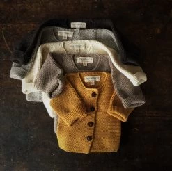 My Alpaca Tops & Sweaters Hand Knit Baby Alpaca Cardigan - Light Grey