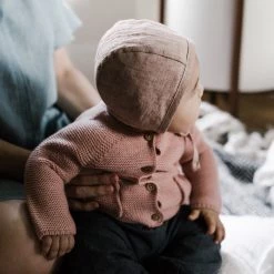 Briar Baby Linen Bonnet - Blush