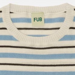 FUB SALE Organic Cotton Stripe Tee - Ecru/Cloudy Blue