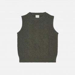 FUB Women's Merino Wool Vest - Green Melange