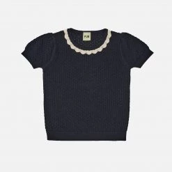 FUB Organic Cotton Pointelle Tee - Dark Navy