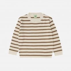 FUB Organic Cotton Stripe Top- Ecru/Camel