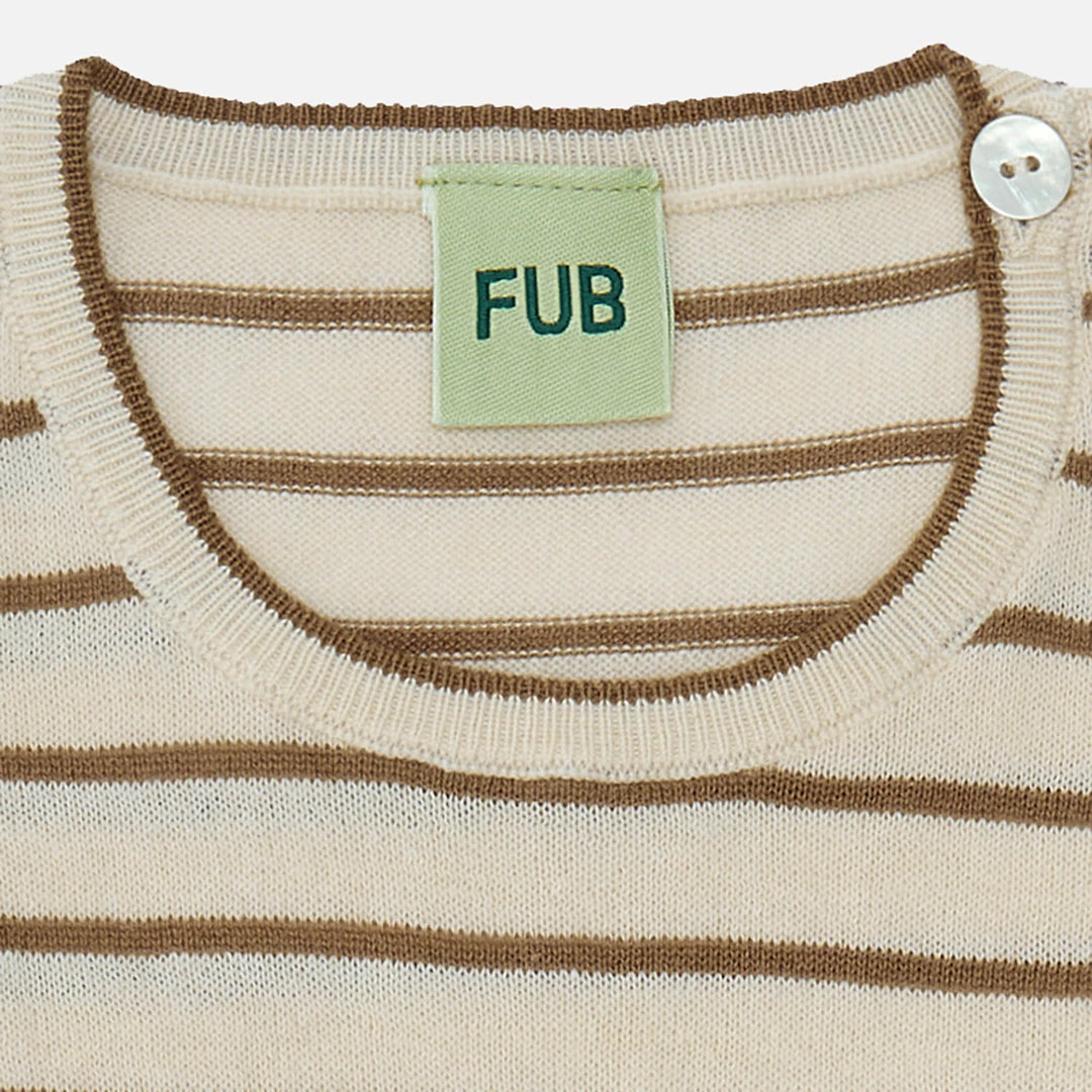 FUB Organic Cotton Sleeveless Stripe Body - Ecru/Camel 4 FUB Organic Cotton Sleeveless Stripe Body - Ecru/Camel