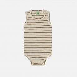 FUB Organic Cotton Sleeveless Stripe Body - Ecru/Camel