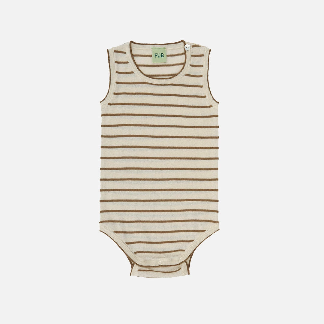 FUB Organic Cotton Sleeveless Stripe Body - Ecru/Camel 3 FUB Organic Cotton Sleeveless Stripe Body - Ecru/Camel