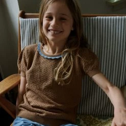 FUB SALE Organic Cotton Pointelle Tee - Camel