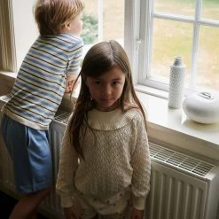 FUB SALE Organic Cotton Stripe Tee - Ecru/Cloudy Blue