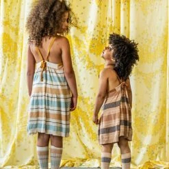 Mabli Cotton/Linen Deckchair Dress - Putty