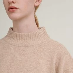 FUB Women’s Lambswool Turtleneck Sweater - Oatmeal Outlet
