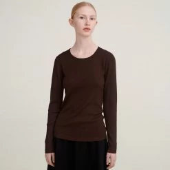 FUB Women’s Merino Wool Rib Lightweight Sweater - Walnut