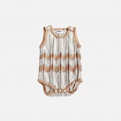 Mabli SALE Cotton/Linen Igam Ogam Romper - Sand/Putty