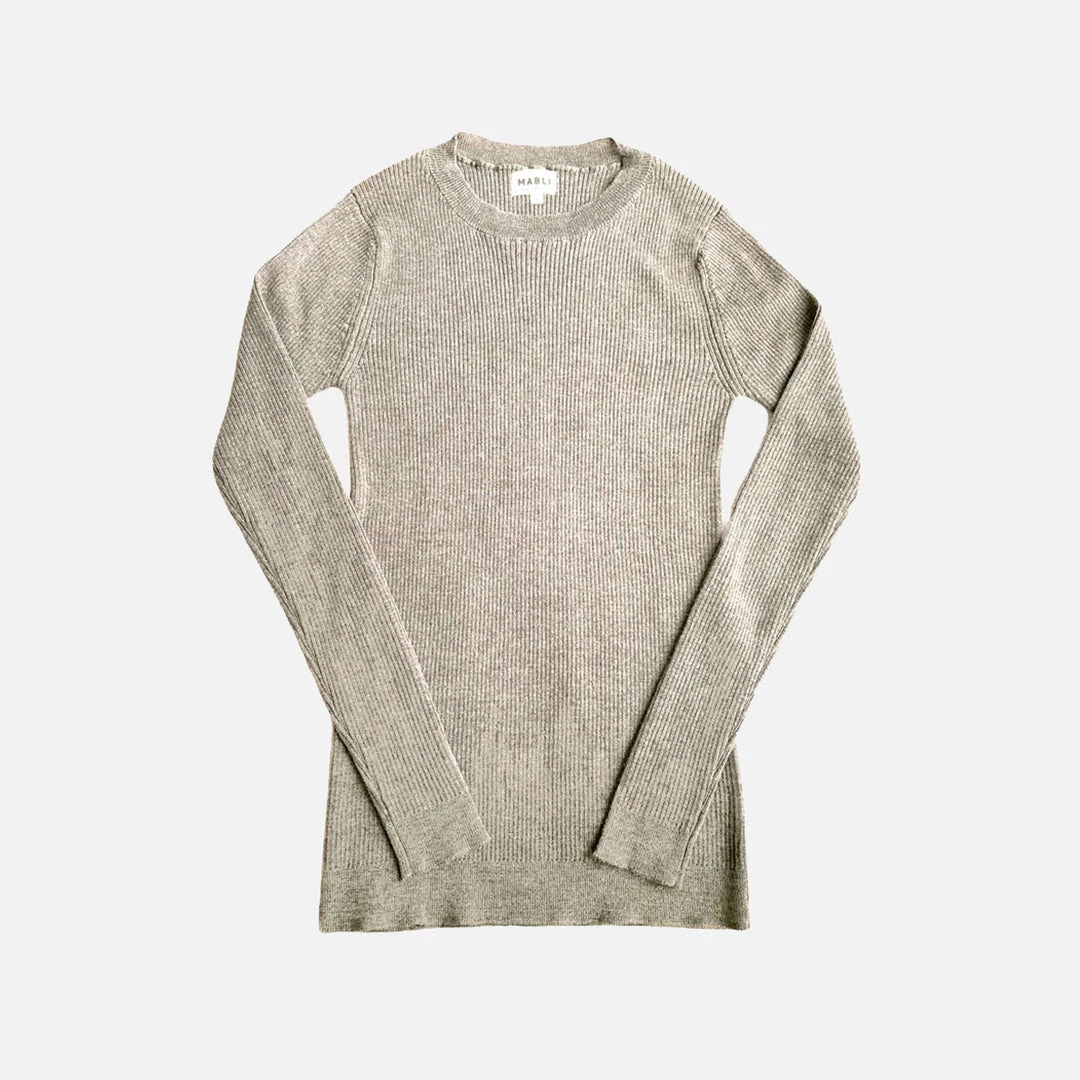 Mabli Women’s Merino Wool Magnus Rib Pullover - Wheat 3 Mabli Women’s Merino Wool Magnus Rib Pullover - Wheat