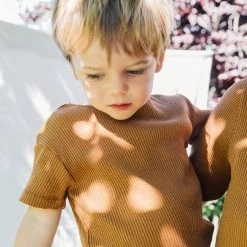 Matona Organic Cotton Rib Suna Tee - Toffee SALE