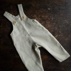 Tortoise & The Hare Linen Dungarees - Natural Cotton & Linen