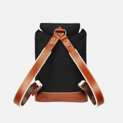 YKRA Cotton Canvas Matra Mini Backpack With Leather Strap & Base - Black 7 YKRA Cotton Canvas Matra Mini Backpack With Leather Strap & Base - Black