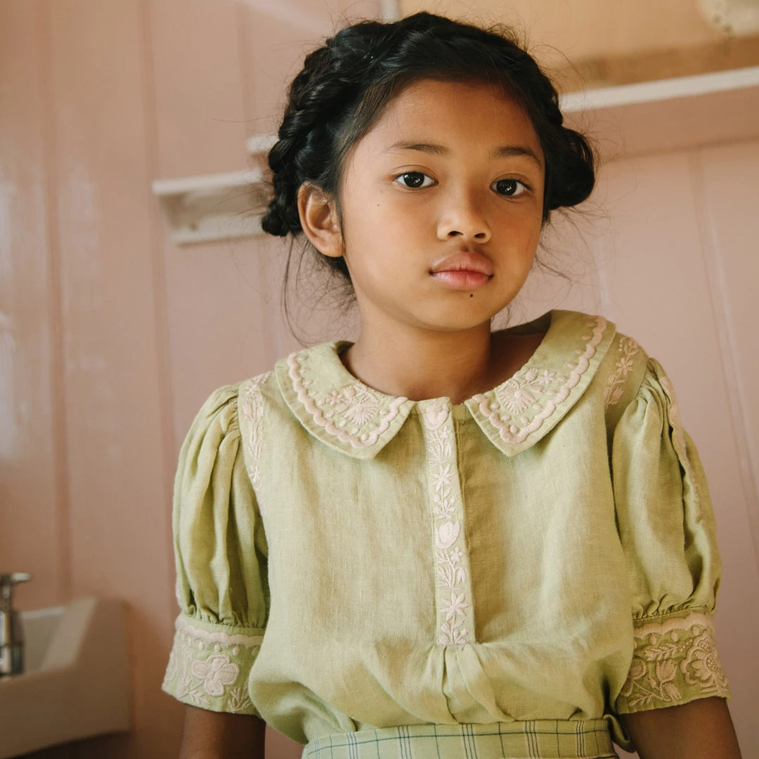 Apolina Organic Linen Hedda Blouse - Apple Cotton & Linen 4 Apolina Organic Linen Hedda Blouse - Apple Cotton & Linen