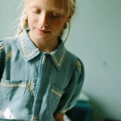 Apolina Organic Linen Ines Blouse - Pool