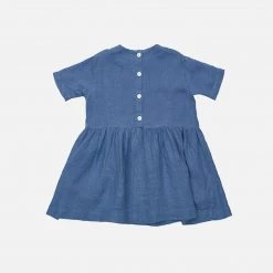 As We Grow SALE Linen SS Pocket Dress - Blue Nova