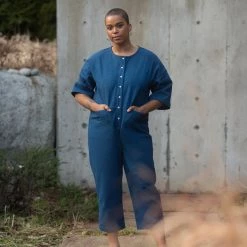 Beaton Adult's Linen Utility Jumpsuit - Denim SALE