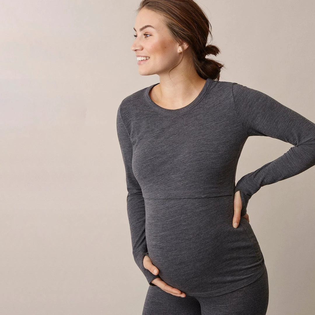Boob Adults Merino Wool Maternity Top - Dark Grey Melange 3 Boob Adults Merino Wool Maternity Top - Dark Grey Melange