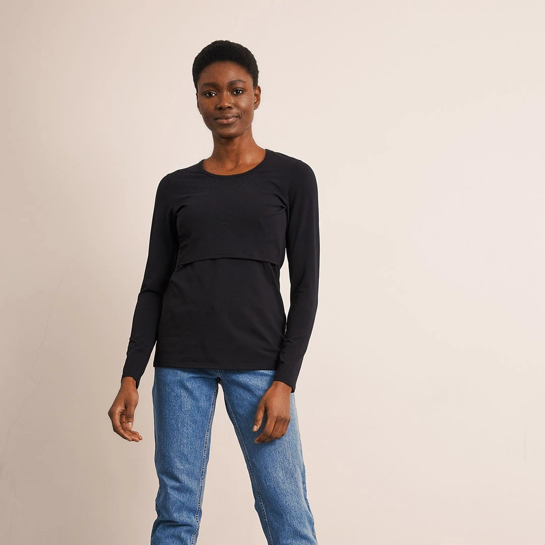 Boob Adults Organic Cotton Maternity Classic LS Top - Black 7 Boob Adults Organic Cotton Maternity Classic LS Top - Black