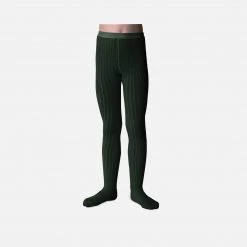 Collegien Cotton & Linen Babies & Kids Rib Tights - Forest Green