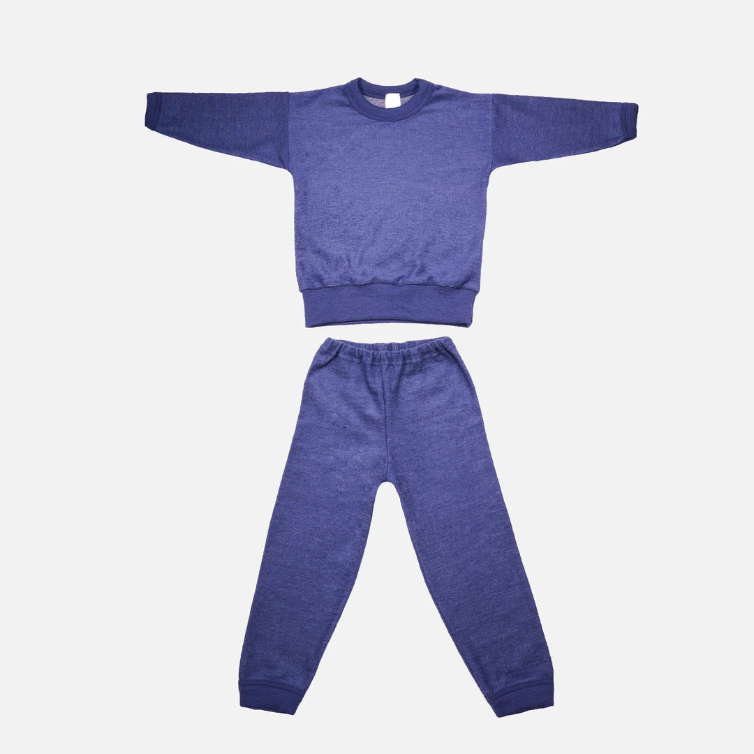 Cosilana Organic Merino Wool Terry Pyjama Set - Blue 5 Cosilana Organic Merino Wool Terry Pyjama Set - Blue