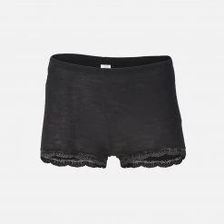 Engel Adults Women's Organic Merino Wool & Silk Boxer Shorts With Lace - Black 9 Engel Adults Women's Organic Merino Wool & Silk Boxer Shorts With Lace - Black