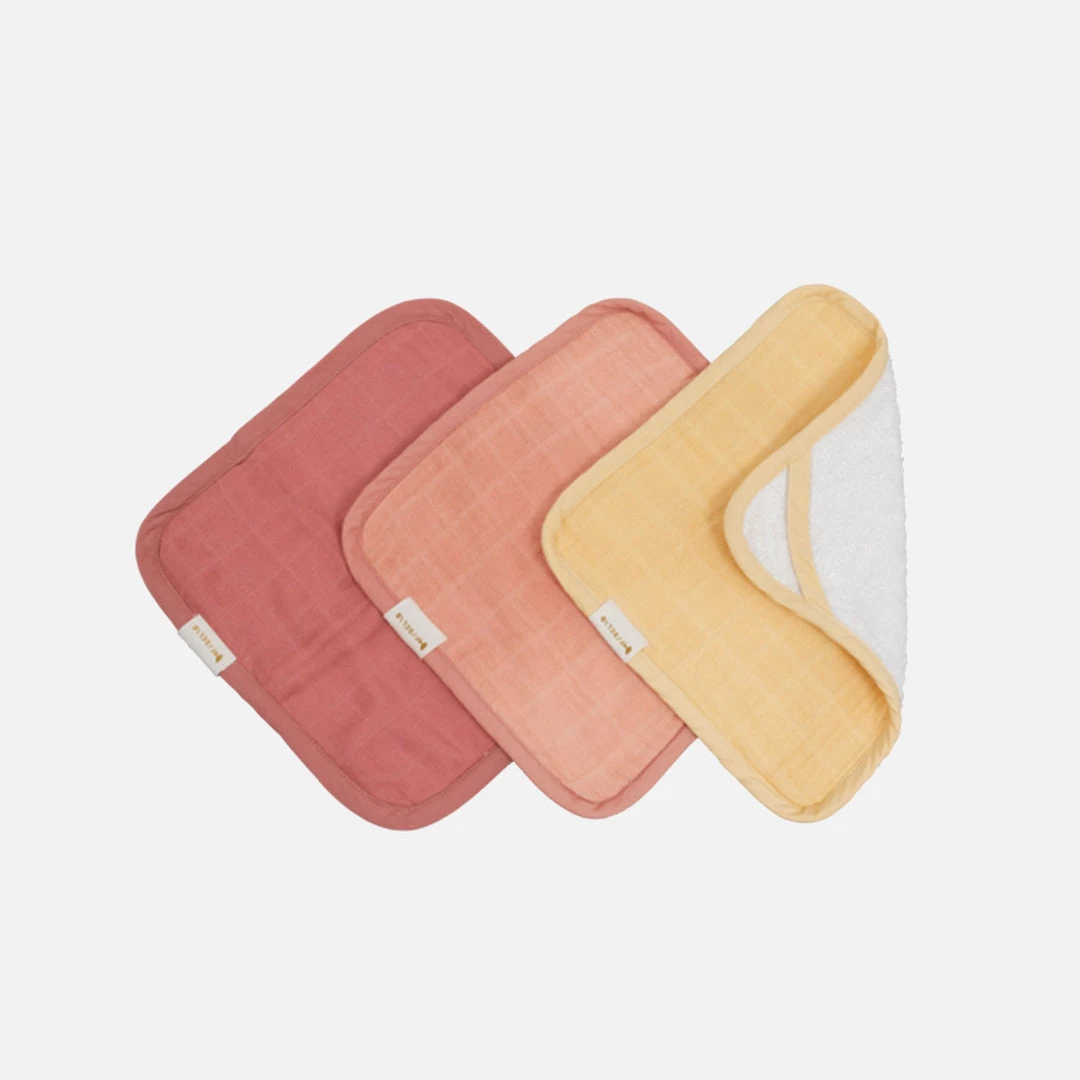 Fabelab Home & Baby Care Organic Cotton Terry Washcloths - Set Of 3 - Pastel Flower
