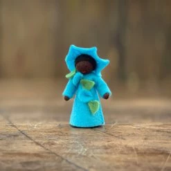 Fairies Handmade Wool Fairy With Flower Headdress - Blue Morning Glory - Black