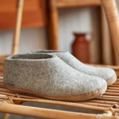 Glerups Adult's Felted Wool Slipper Shoe - Grey Adults