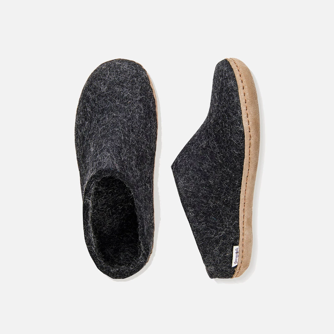Glerups Adult's Felted Wool Open Heel Slipper - Charcoal Adults 3 Glerups Adult's Felted Wool Open Heel Slipper - Charcoal Adults